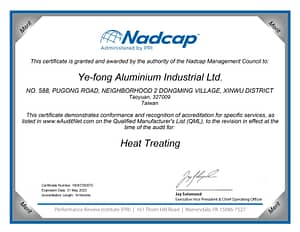 NADCAP Heat Treating Certificate Nadcap (Aerospace)
