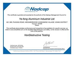 Ye Fong NADCAP NonDestructive Testing Certifiate